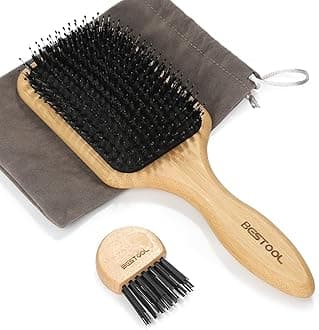 Hair Brush, Boar Bristle, Wooden Comb, Paddle Brush for Men, Women, Children, Hair Care, High-Quality, Smooth, Glossy Hair, Hair Quality Improvement