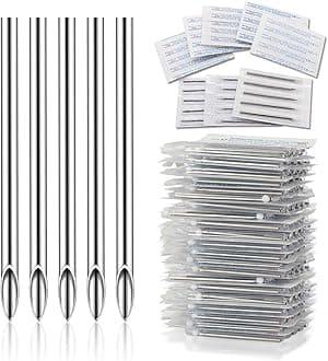 12G 50pcs Hollow Piercing Needles - 316L Stainless Steel Jewelry Needles, Extra Sharp & Smooth for Cartilage & Navel Piercing
