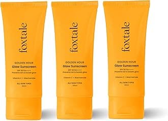 Foxtale Glow Sunscreen SPF 50 PA++++ with Vitamin C & Niacinamide, In-Vivo Tested, Sensitive-Skin Friendly, Made with 100% New-Gen Filters, Lightweight, Non-Greasy, No White Cast |For Men & Women | All Skin Types | Pack Of 3 | 150 Ml