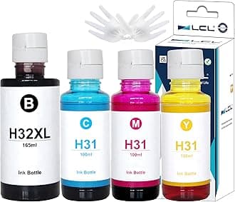 LCL 31 32XL Ink Bottle Set Refill Compatible with HP Smart Tank 7301 7001 7602 6001 5101 5102 5000 Plus 651 551 455 457 450 GT-5810 GT-5820 Printers (165ML 32XL Black,100ML 31 Color)