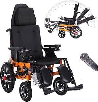 Reclining Foldable Electric Wheelchairs for Adults,Anti-Tipper 360°Joystick Lightweight All Terrain Motorized Wheelchair for Seniors,20”Widen Seat-20 Miles Long Travel Range(8006)