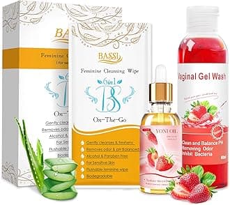 Feminine Wash & Feminine Hygiene Wipes & Yoni Oil, 20 Counts Flushable Individually Wrapped Cleansing, Ph Balance Remove Odor Moisturizing,1 Fl.Oz Feminine Oil & 5.07 Fl.Oz Yoni Wash