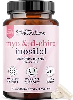 Myo-Inositol & D-Chiro Inositol for Hormone Balance for Women | Ideal 40:1 Ratio | Menstrual Cycle and Ovarian Health Support Supplement | Myo 2000mg & D Chiro 50mg with Vitamin B8 | 240 Count