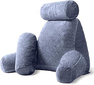Sasttie Extra Large Reading Pillow with Head Support Cushion, Jumbo Back Support Pillow for Bed Sitting Up Back-Rest, College Dorm Essentials for Girls and Boys, Grey Purple