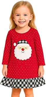 HILEELANG Toddler Girl Christmas Dress Long Sleeve Fall Winter Cotton Casual BasicTunic Shirt Dresses