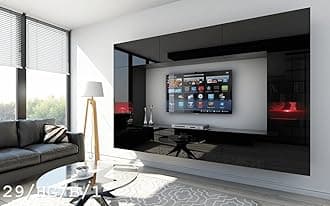 Black Gloss C29 1A Living Room Furniture Set Entertainment Media Wall Center Cupboard Storage Push to Open TV Cabinets for Living Room 249x165x35 cm