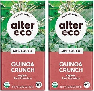 Dark Chocolate Bars | Pure Dark Cocoa, Fair Trade, Organic, Non-GMO, Gluten Free (2-Pack Dark Quinoa Crunch)