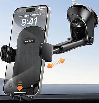 APPS2Car Car Phone Holder for Dashboard & Windshield, Adjustable Long Arm, Strong Suction Cup, Compatible with iPhone, Samsung, All Phones