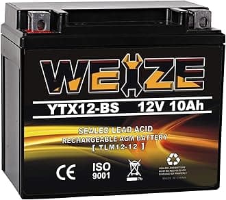 Weize YTX12-BS Motorcycle Battery High Performance - Maintenance Free - Sealed YTX12 BS AGM Rechargeable ATV Batteries compatible with Honda Kawasaki Suzuki
