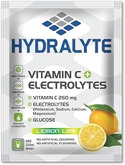 Vitamin C + Electrolyte Hydration Sports Drink Powder Mix | 1 Sachet make 250ml Natural Replacement Supplement for Rapid Lemon Flavor, 10 gm