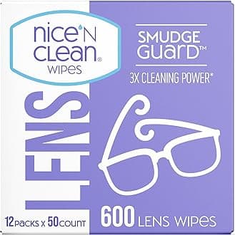 Nice 'n Clean SmudgeGuard Lens Cleaning Wipes (600 Total Wipes) | Pre-Moistened Individually Wrapped Wipes | Non-Scratching & Non-Streaking | Safe for Eyeglasses, Goggles, & Camera Lens