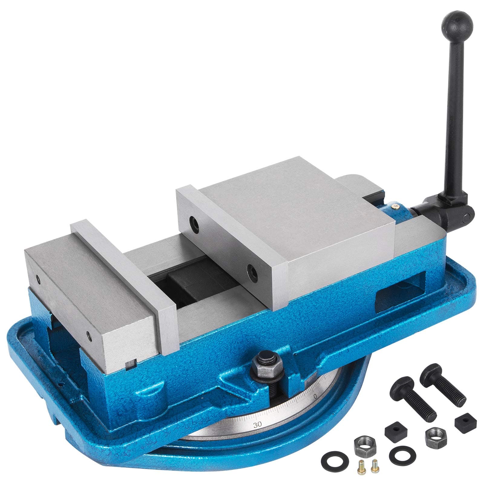 Happybuy 5 Inch ACCU Lock Down Vise Precision Milling Vice 5 Inch Jaw Width Drill Press Vise Milling Drilling Machine Bench Clamp Clamping Vice with 360 Degree Swiveling Base CNC Vise