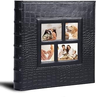 Vienrose Magnetic Self-Stick Page Photo Album, DIY Adhesive Scrapbook Albums, Leather Cover, 60 Pages (30 Sheets), Holds 3X5, 4X6, 5X7, 6X8, 8X10 Photos |Black