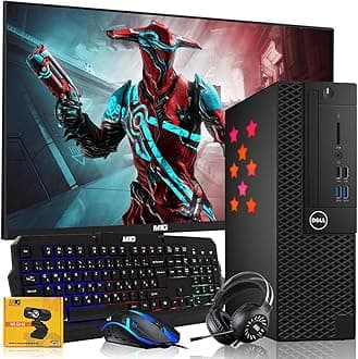 Dell Desktop PC Gaming Bundle - Core i7, 16GB RAM, 512GB SSD, 27-inch Monitor, AMD RX 550, RGB Keyboard with AI-Enabled Copilot Key, Mouse, RGB Headphone, Webcam, Wi-Fi, Win 11 Home (Renewed)