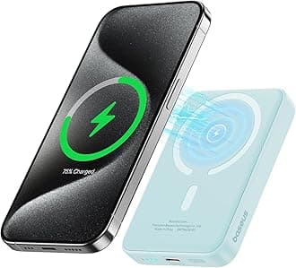 BaseusPicogo Power Bank, 10000mAh Magnetic Portable Charger, 20w MagSafe Battery Pack, Wireless Travel Fast Charger for iPhone 16/15/14/13/12 Series,Blue