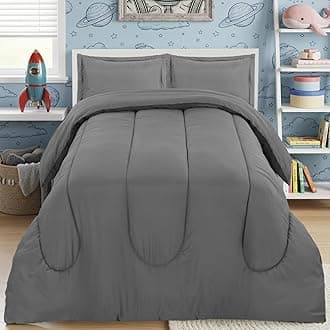 Utopia Bedding Grey Kids Comforter Set with 2 Pillow Shams, 3 Piece Soft Microfiber Twin Bed Comforter with Pillow Shams, Printed Kids Bedding for Boys and Girls, Lightweight, Breathable,Easy Care