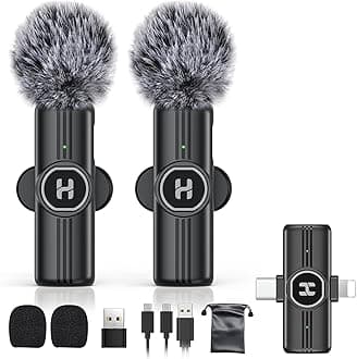 Mini Wireless Lavalier Microphone for iPhone, iPad, Android Phone - Noise Reduction Lapel USB C Bluetooth Mic for Recording, Clip on Omni Lav Mic for Video Recording, Tiktok, YouTube, Vlog