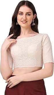 OOMPH! Traditional Cotton Fabric Blouse for Women | Elbow Length Sleeves | Wedding & Festival wear | Comfortable & Trendy Ethnic Wear | Readymade Blouse for Saree & Lehenga