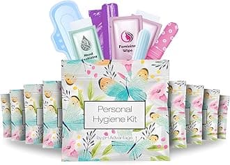 Menstrual Kit All-in-One 10 Pack | Convenience on The Go | Period Kit Pack for Travelling, Tweens & Teenager | Individually Wrapped Feminine Hygiene Product (Butterflies)