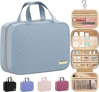 HOTOR Travel Toiletry Bag - Hanging Toiletry Bag for Women & Men, Makeup Bag/Big Comparment, Waterproof for Travel Accessories, Travel Essentials, Medium, Light Blue