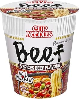 Cup Noodles 5 Spices Beef Flavoured Instant Noodles, 64 g Pot (Pack of 8)