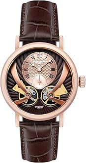 Thomas Earnshaw Beaufort Men's Watch – Automatic Open-Heart Movement, 43mm Stainless Steel Case, Leather Strap, Water Resistant 50m, ES-8059