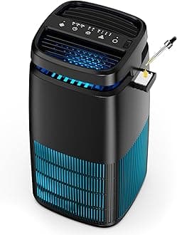 POMORON 4-in-1 Air Purifiers for Home, Air Ionizer Negative Ion Generator, True H13 Filter, UV, Covers 1250 Ft² 99.97% Removal Rate for Pollen Smoke Pet Dander Air Cleaner for Bedroom, MJ002H, Black