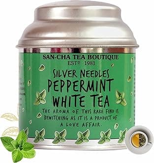 Sancha Peppermint White Tea | 25g Loose Leaf | Silver Needle White Tea with Peppermint | Cooling & Refreshing | Low Caffeine