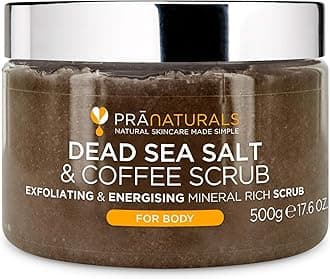 PraNaturals Dead Sea Salt Body Scrub 500G – Hydrating & Moisturising, Natural Oils & Minerals, Exfoliating, Softening & Nourishing, All Skin Types, No Parabens, Vegan & Cruelty Free (Coffee)