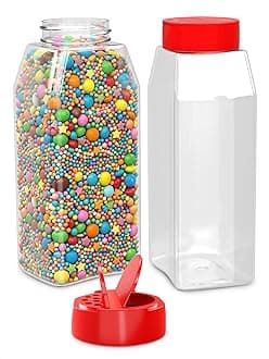 2Pcs Large Seasoning Containers with Wide Mouth for Easy Filling – 32 Oz Spice Containers with Dual Shake Airtight Lids for Spices | Transparent Seasoning Shaker, Durable & Odor-Resistant Spice Shaker