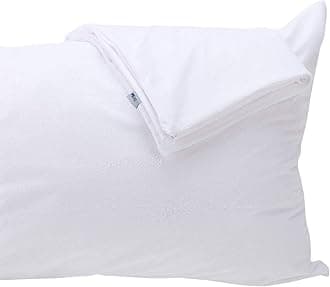Kingnex Feather Proof Pillow Protectors King Size with Zipper Set of 2-100% Waterproof - Down Proof Terry Surface