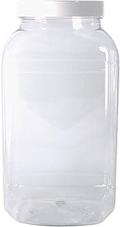 Britten & James Large empty plastic sweet shop style jar with white screw top lid 4430ML Food grade PET plastic - perfect storage container for sweets or dry goods.