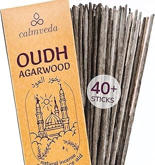Mystic Oud Agarwood Incense Sticks - (40+Sticks, 9 inch) Thick Natural Resin Incenses Made from Assam Oudh Chips, Clean Charcoal Free | Infuse Luxury with These Exotic Oud Incense (Burn Time 45+ mins)