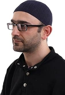 ihvan online Turkish Muslim Winter Kufi Hats for Men, Taqiya, Takke, Peci, Islamic Caps, Islamic Gifts, Standart Size, Navy Blue, One Size