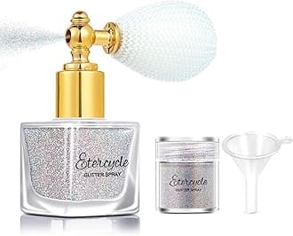 Etercycle Silver Body Glitter Spray, Shimmering Spray Powder Sparkle Powder, Cosmetic Shimmer Makeup Glitter for Hair and Body Face Clothes Nail Art Craft Design Easter Christmas Halloween Crafts