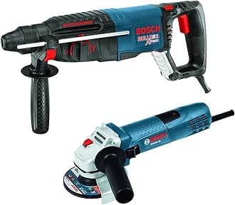Bosch 11255VSR-GWS8 1" SDS-plus Bulldog Xtreme Rotary Hammer with 4-1/2" Small Angle Grinder, Blue