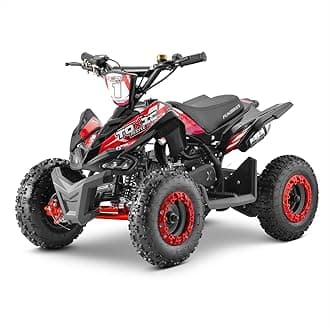 Funbikes Toxic Kids Mini Quad – 50cc Petrol | Off-Road Children’s ATV | Pull Start, 3 Disc Brakes, 6” Wheels & Reinforced Frame | CE Approved (Red)