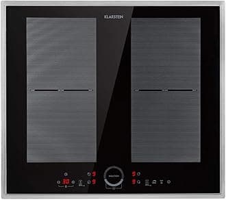 Klarstein Delicatessa Prime Induction Hob, 60 cm, Built-In Self-Sufficient, 4 Zones: 7000 W, Stainless Steel Frame, 9 Levels, Booster, Flex Zones, Residual Heat Indicator, Stop & Go, Pan Recognition,
