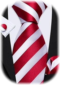 Barry.Wang Silk Tie Set for Men Red White Stripe
