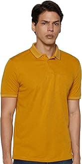 Peter England Men's Premium Regular Fit Half Sleeve Polo T-Shirt with Pocket | Cotton Rich | Birds Eye Interlock Weave