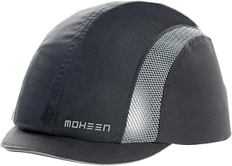 MOHEEN Safety Bump Cap, Baseball Hat Style with Reflective Stripes Lightweight and Breathable Hard Hat Head Protection Cap (Micro Black 18102)