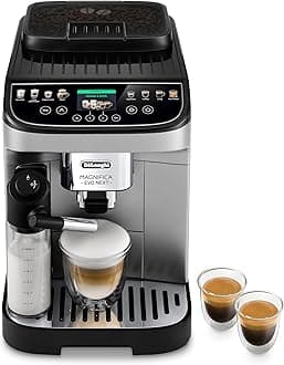 Magnifica Evo Next Fully Automatic Espresso Machine - Programmable Coffee Maker with Grinder and Milk Frother - Hot & Cold Brewer for Espresso, Latte, Cappuccino, Americano, Tea and More