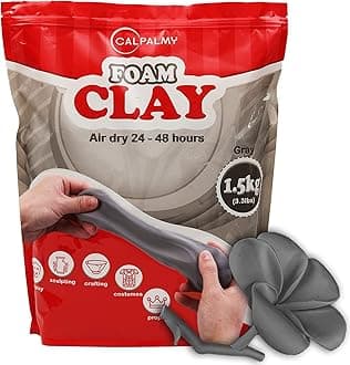3.3 lbs Moldable Cosplay Foam Clay (Gray) - Air-Dry High Density for Intricate Designs Dries Evenly Within 24-48 Hours Sandable and Paintable