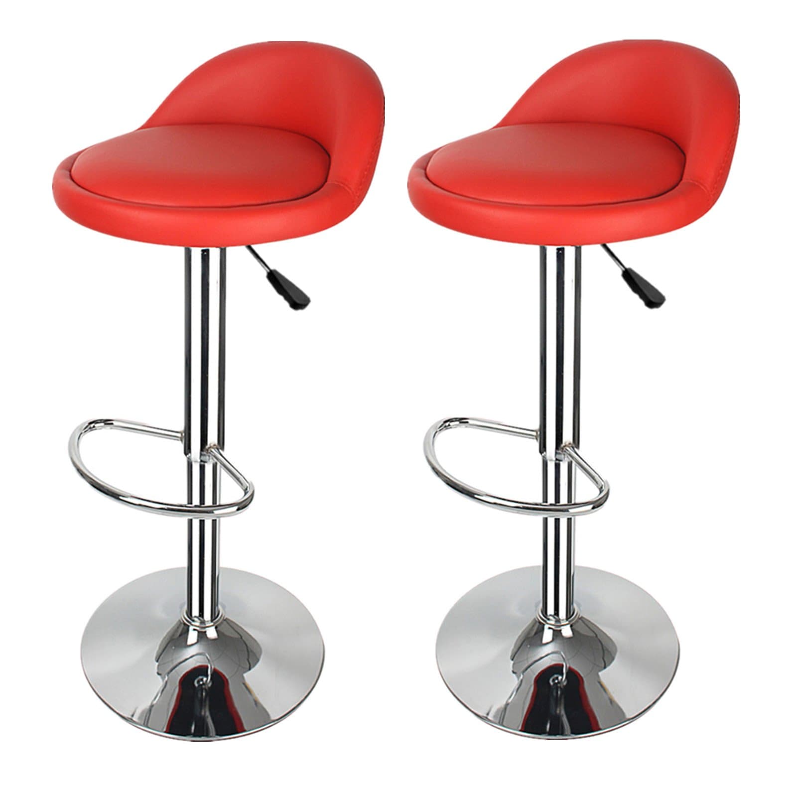Red Breakfast Bar Stools OiCDi Kitchen Stools adjustable swivel gas lift, chrome footrest faux leather bar chair for Breakfast Bar, Counter, Kitchen, Living rooms, Coffee shops, Markets