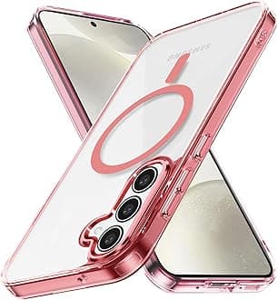 Lunivop for Samsung Galaxy S24 FE 5G Case Hard [Compatible with Magsafe Wireless Charging] Yellowing Resistant Magnetic Cover Clear para S 24 FE 6.7 inch 2024 Rugged Best Phone Cases Pink