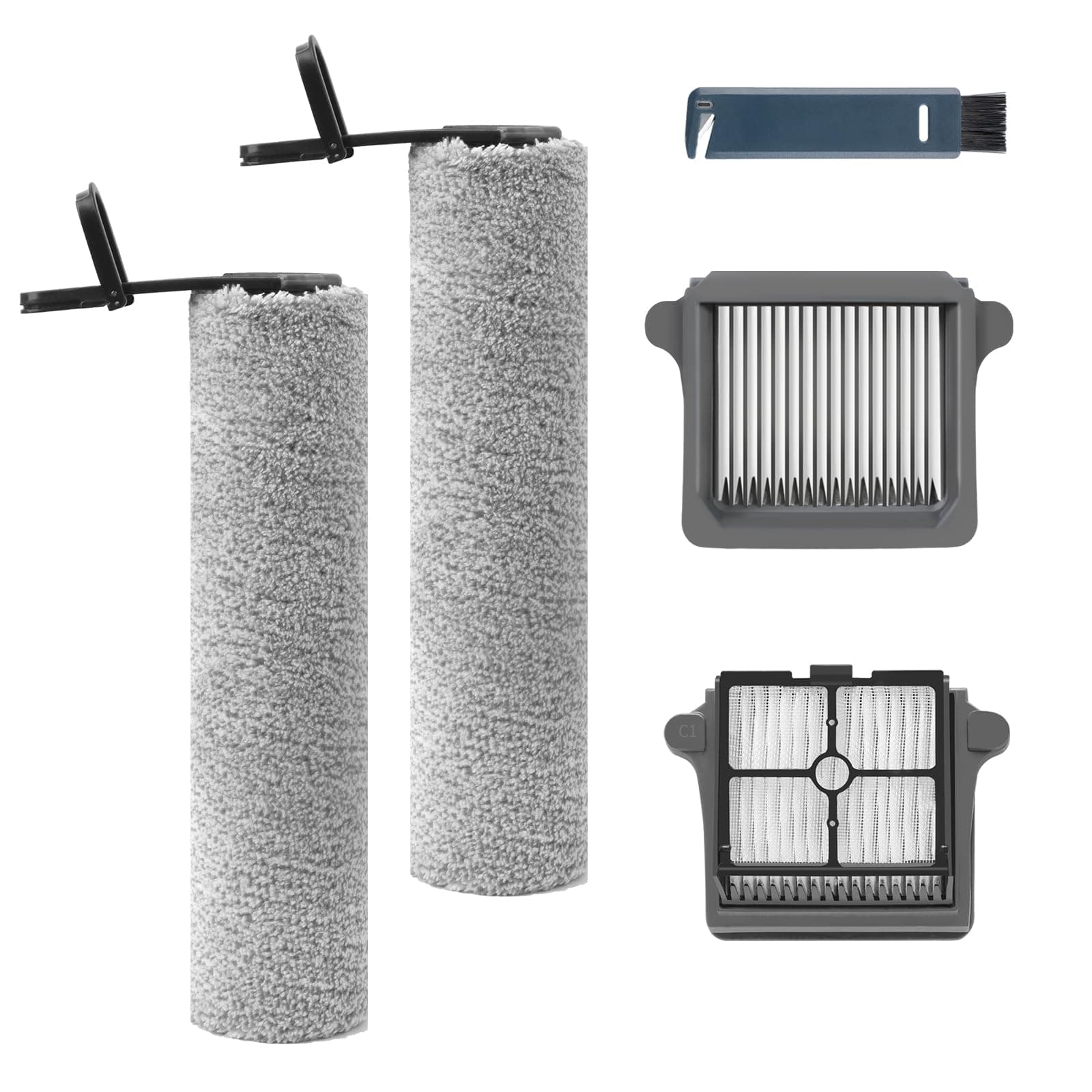 keluke Only Floor One S7 Pro【for S7 Pro Order After 2024 Aug】 Replacement Roller Brushes & Filters Compatible with Tineco Floor One S7 Pro Cordless Vacuum Cleaner, 2 Brush Rollers 2 HEPA Filters
