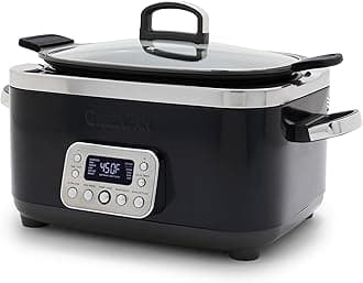 GreenPan Elite 14-in-1 Nonstick 6QT Electric Slow Cooker, PFAS-Free Ceramic Multi-Cooker, In-Pot Browning, Dishwasher Safe Lid & Removable Crock, Stainless Steel Steamer, Silicone Handles, Black