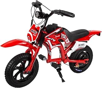 JKING Kids Motorcycle,C6 Kids Electric Dirt Bike,12-inch 160W brushless Motor,3-Speed LCD Display,10 MPH Top Speed,LED Brushless Controller + Moto Sound，8 Miles Range,Red