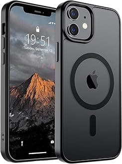 SUPFINE Magnetic for iPhone 12 Case/iPhone 12 Pro Case (Compatible with MagSafe)(Military Grade Drop Protection) Translucent Matte Shockproof Phone Cover,Black
