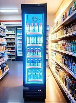 Commercial Beverage Refrigerator Display Fridge,Slim Single Glass Door Merchandiser Drink Cooler with LED Light Adjustable Shelves,ETL Sanitation,6 Cu Ft,16.15" Wide